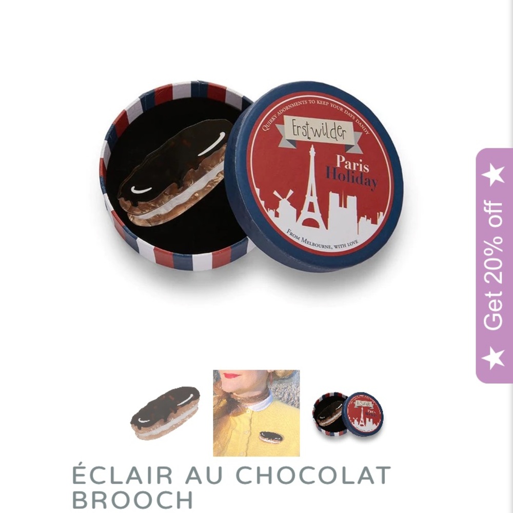 Erstwilder Eclair au Chocolat Brooch Paris Pin